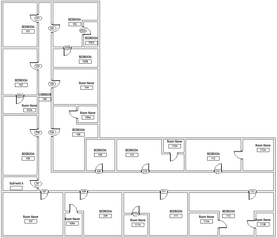 A floor plan with every door and room numbered automatically by AutoTagger